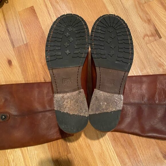 Frye Melissa Lug Button Leather Knee-High Tall Riding  Boots - Picture 7 of 8